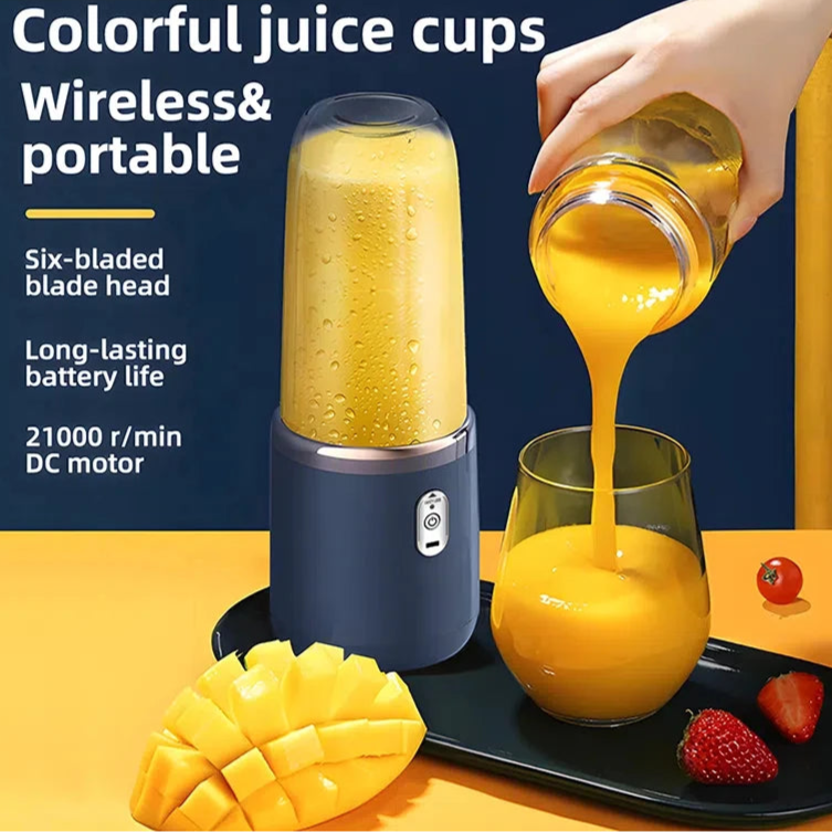 Portable Juicer Blender 400ml Electric Fruit Juicer USB Charging Lemon Orange Fruit Juicing Cup Smoothie Blender Machine 2cups